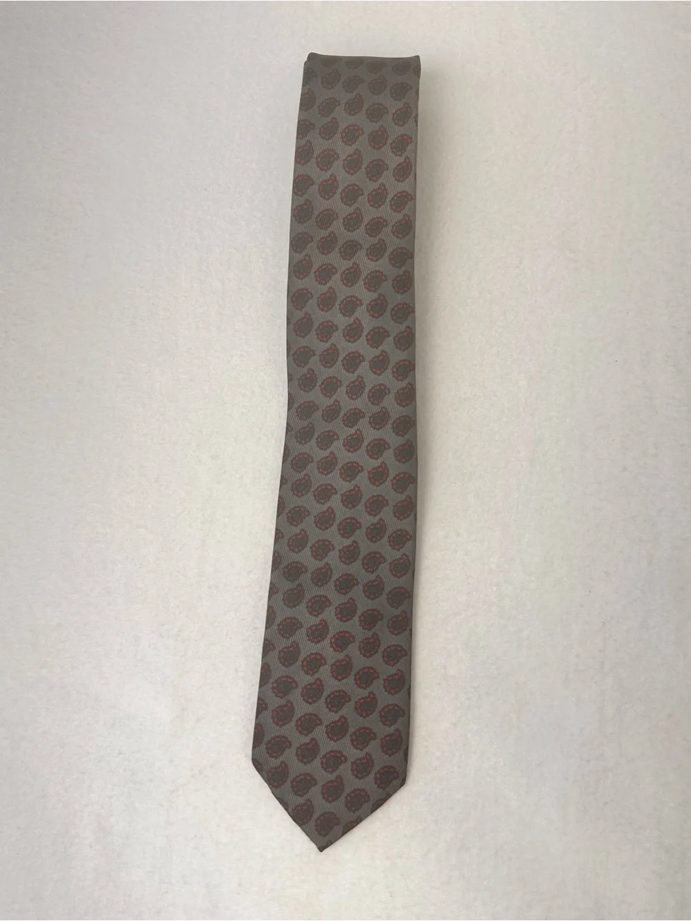 Men's Paisley Silk Tie in Brown and Red Pennleigh Vintage Silk Tie Mens Grey